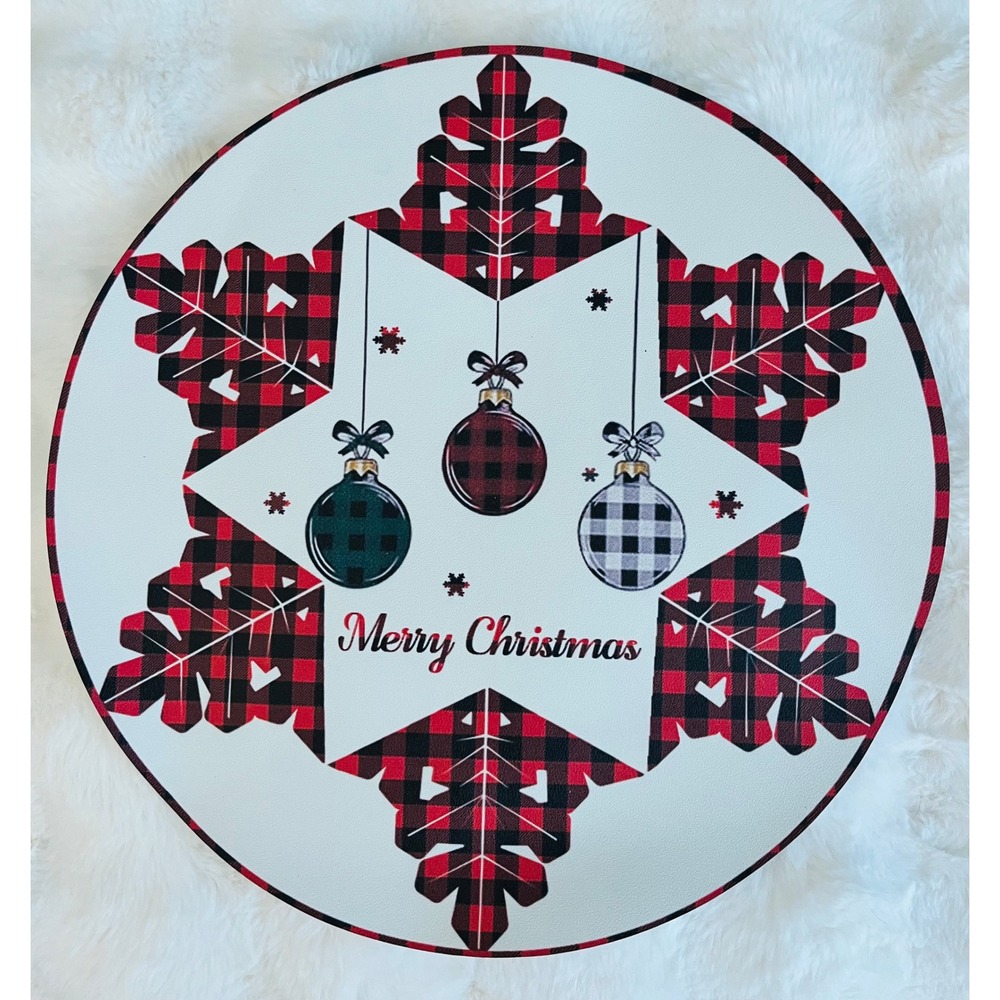 NEW Christmas Placemats Set of 4 Buffalo Plaid‎ Snowflake Holiday Table Decor - Picture 2 of 5
